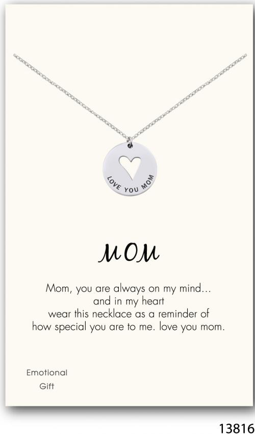 Love you mom silver pendant